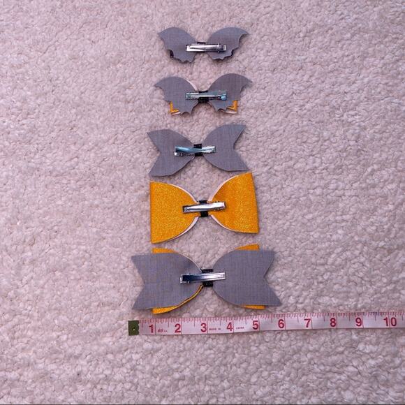 Halloween Orange and Black Bows Lot of 5 - Picture 5 of 8
